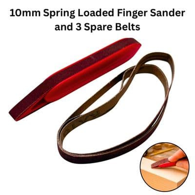 Spring Loaded Finger Sander, 10mm & 3 Spare Belts Hobbies Miniature. W8015