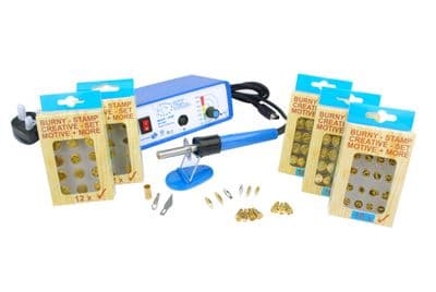 Startec Multi Heat Pyrography Kit with 14 Tips & 5x Woodburning Stamp Sets. M9196