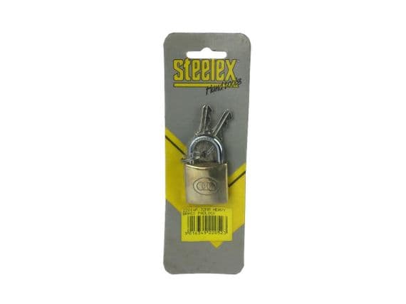 Steelex Hardened Steel Shackle 32mm Heavy Duty Brass Padlock Lock, Keyed. X8108