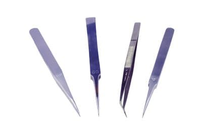 Super Fine Quality Set of 4 Stainless Steel Tweezers. 4, GG, MM and 6