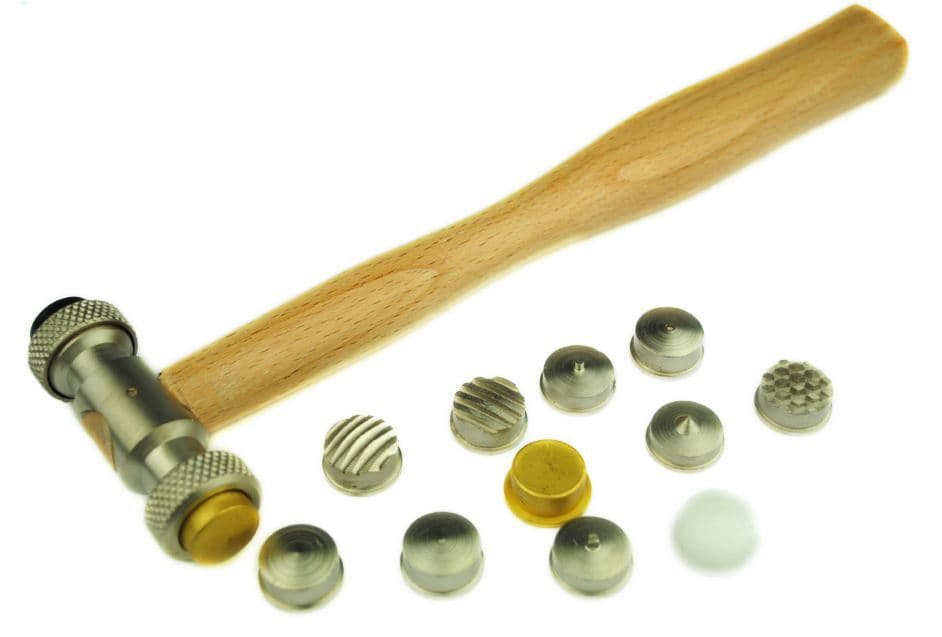 Texturing Embossing Hammer 13 Interchangeable Design Heads Hard Wood ...
