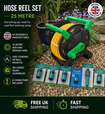 Thru Feed Hose Reel with 25 metre Hose & Connectors.  X7082