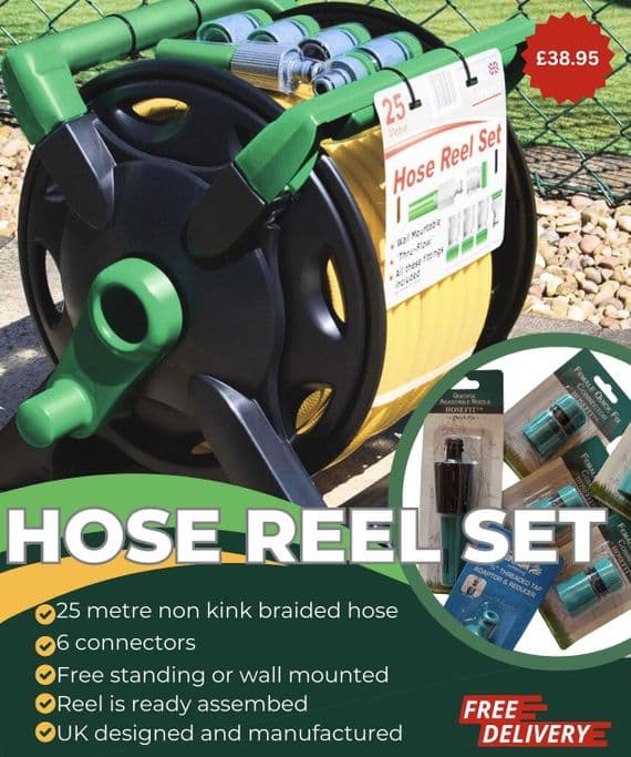 Thru Feed Hose Reel with 25 metre Hose & Connectors.  X7082