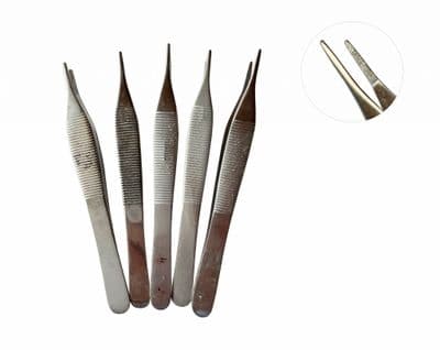 Tweezers, Pack of 5 Serrated Tip Tweezers (New Old Stock, NOT PERFECT). S7903