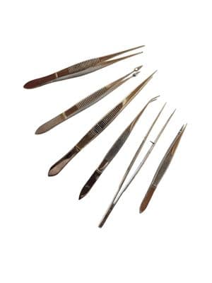 Tweezers: Pack of 6 Fine Nose Tweezers, Various Sizes (New Old Stock, NOT PERFECT). S7905