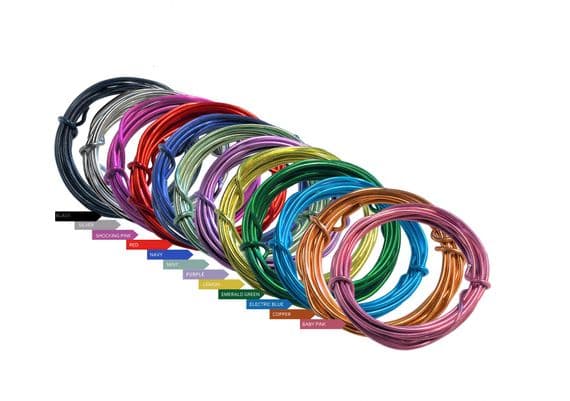 WIRE. Coloured Aluminium Wire 2mm diameter x 2m length. Various Colours. J2370