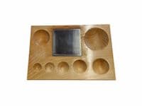 Wooden Dapping Block with 7 Depressions and Steel Bench Block Anvil. J1191