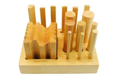 Wooden Doming Dapping Swage Block Set, Shaping Punches 5-25mm J1115
