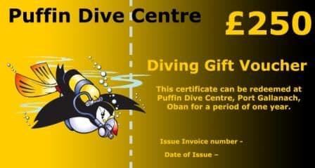 PDC DIVING GIFT VOUCHER £250