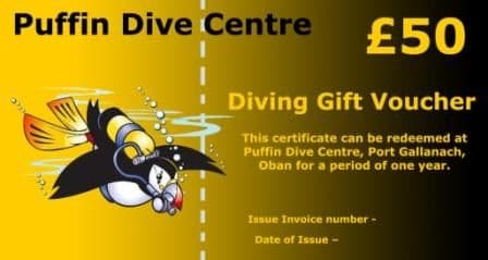 PDC DIVING GIFT VOUCHER £50