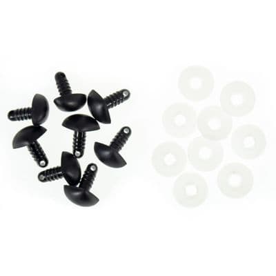 12mm BLACK Cat/Animal Toy Safety Nose x 100