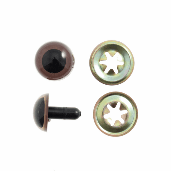15mm BROWN Toy Safety Eyes x 4