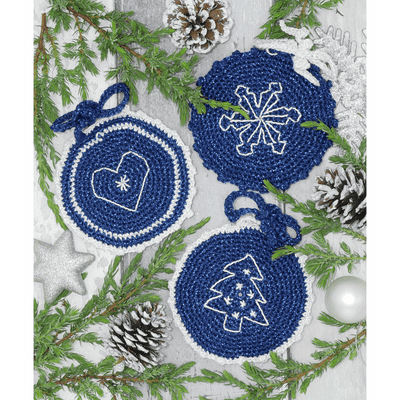 Anchor Crochet Christmas Decorations Kit Round Blue