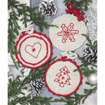 Anchor Crochet Christmas Decorations Kit Round Red