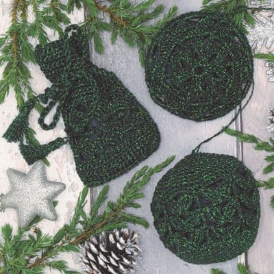 Anchor Crochet Christmas Tree Baubles Kit Green