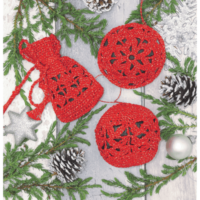 Anchor Crochet Christmas Tree Baubles Kit Red