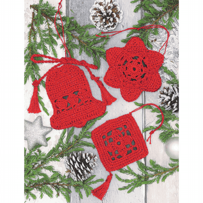 Anchor Crochet Christmas Tree Decorations Kit Red