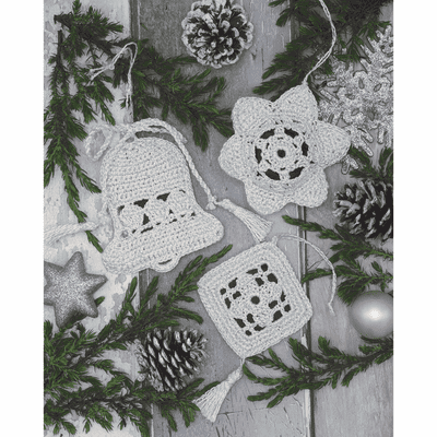 Anchor Crochet Christmas Tree Decorations Kit White