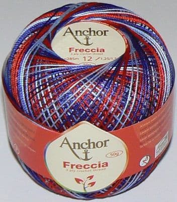 Anchor Freccia Multicolour No.12 Crochet Cotton 9452 Blue/Red