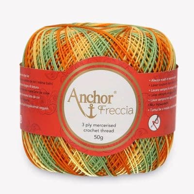 Anchor Freccia Multicolour No.12 Crochet Cotton 9453 Orange/Green/Yellow