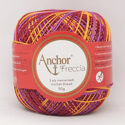 Anchor Freccia Multicolour No.12 Crochet Cotton 9461 Violet/Orange/Red