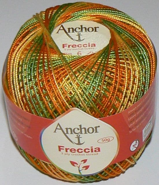 Anchor Freccia Multicolour No 6 Crochet Cotton 9453 Orange/Green/Yellow