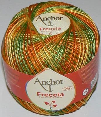 Anchor Freccia Multicolour No.6 Crochet Cotton 9453 Orange/Green/Yellow