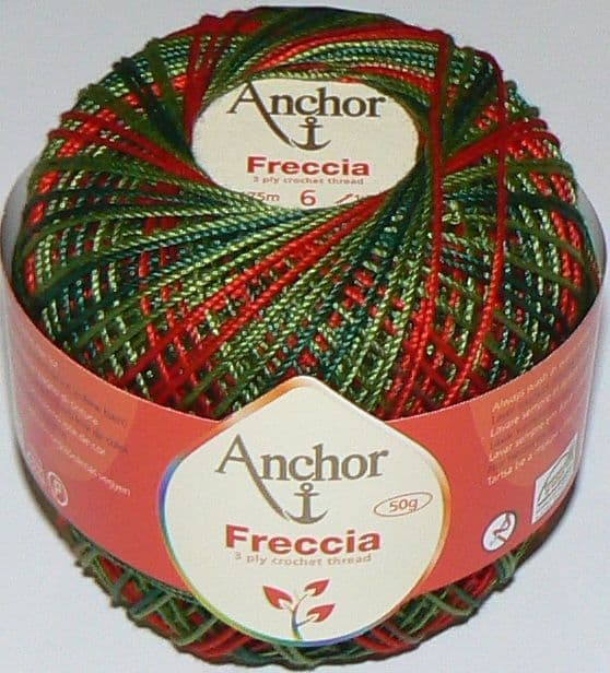 Anchor Freccia Multicolour No 6 Crochet Cotton 9454 Green/Red