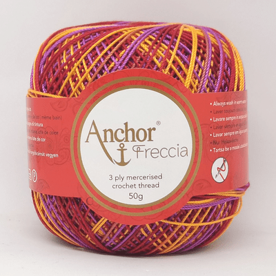 Anchor Freccia Multicolour No.6 Crochet Cotton 9461 Violet/Orange/Red