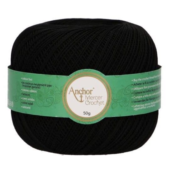 Anchor Mercer No.20 Crochet Cotton 403 Black 50g