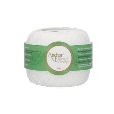 Anchor Mercer No.20 Crochet Cotton 7901 White 20g