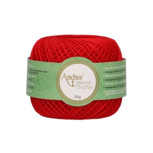 Anchor Mercer No.40 Crochet Cotton 9046 Red 20g DISCONTINUED