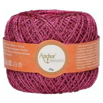 Anchor Metallic Crochet No.5 Thread 308 Pink
