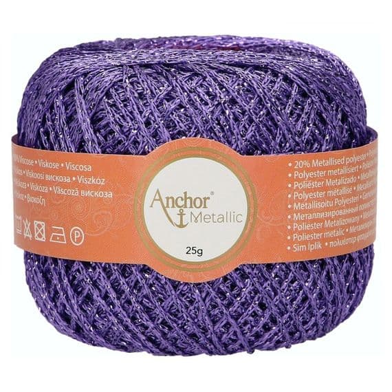 Anchor Metallic Crochet No.5 Thread 310 Purple