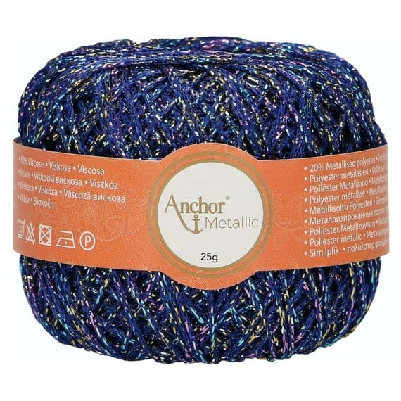 Anchor Metallic Crochet No.5 Thread 330 Blue Multi