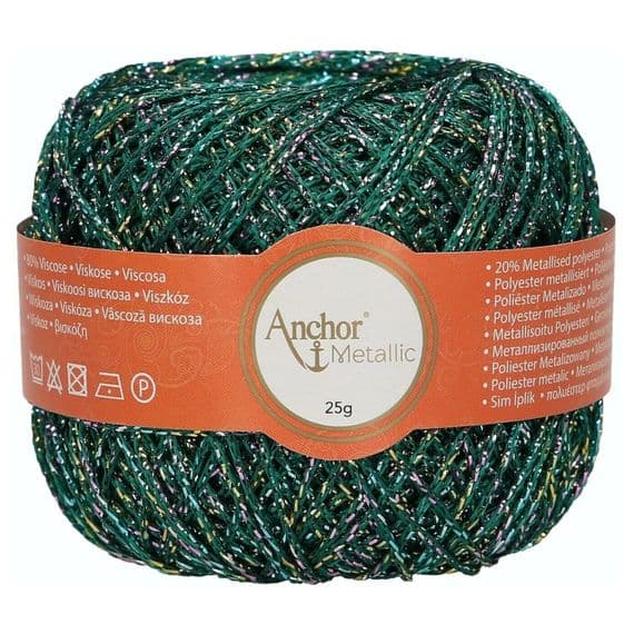 Anchor Metallic Crochet No.5 Thread 332 Green Multi