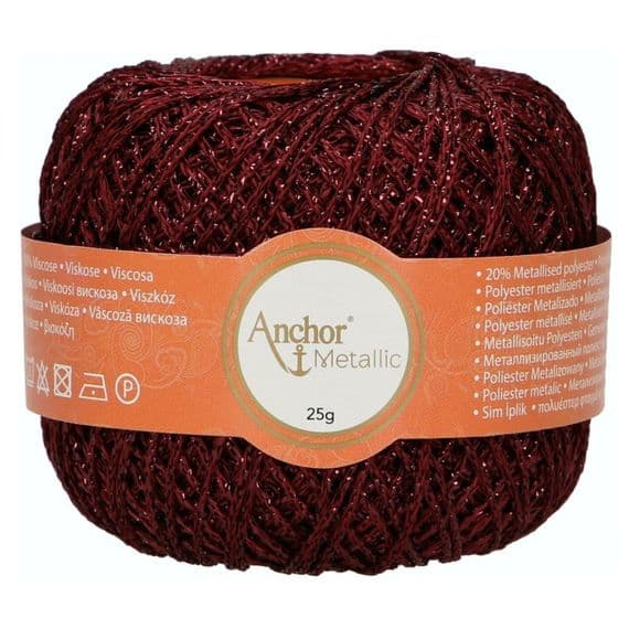 Anchor Metallic Crochet No.5 Thread 319 Burgundy DISCONTINUED