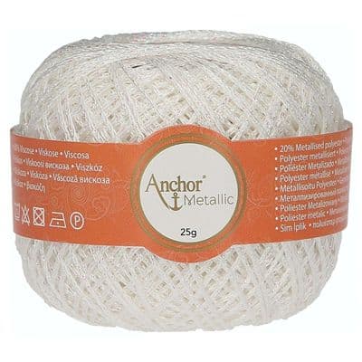 Anchor Metallic Crochet Thread No.5 - 304 White