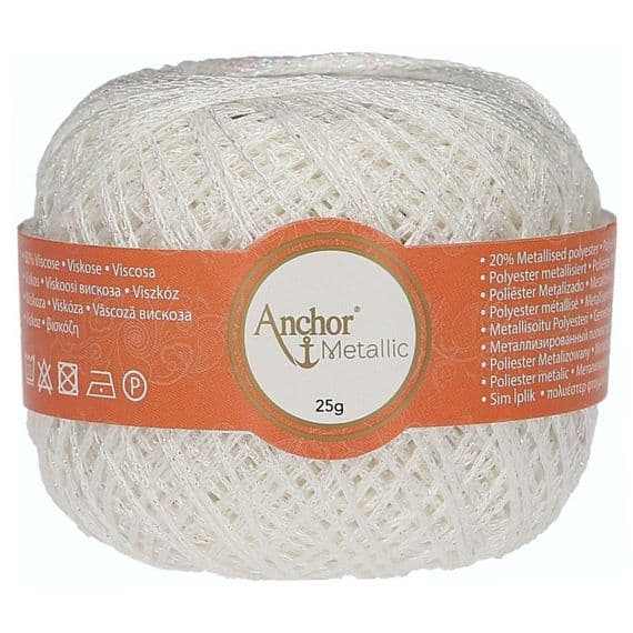 Anchor Metallic Crochet Thread No.5 - 304 White