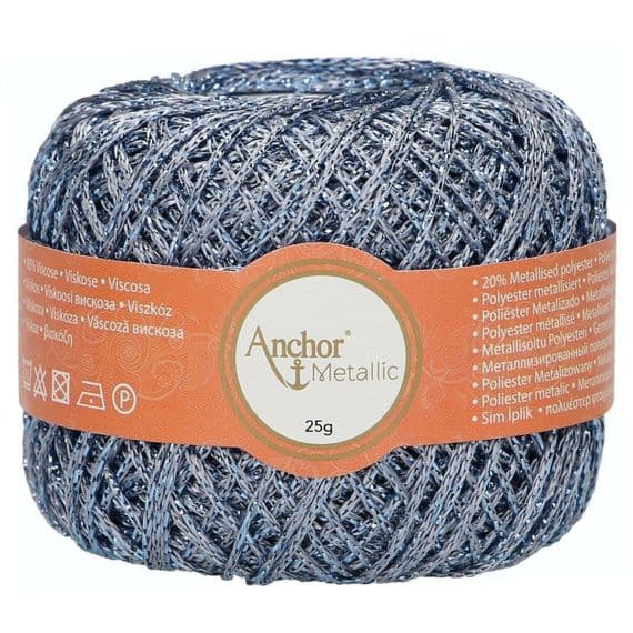 Anchor Metallic Crochet Thread No.5 - 311 Steel Blue