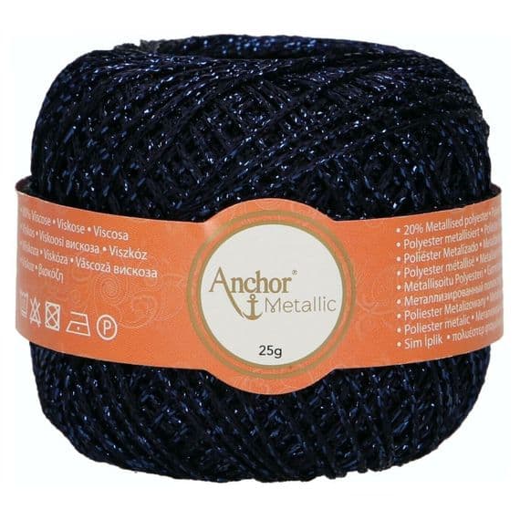Anchor Metallic Crochet Thread No.5 - 321 Navy DISCONTINUED