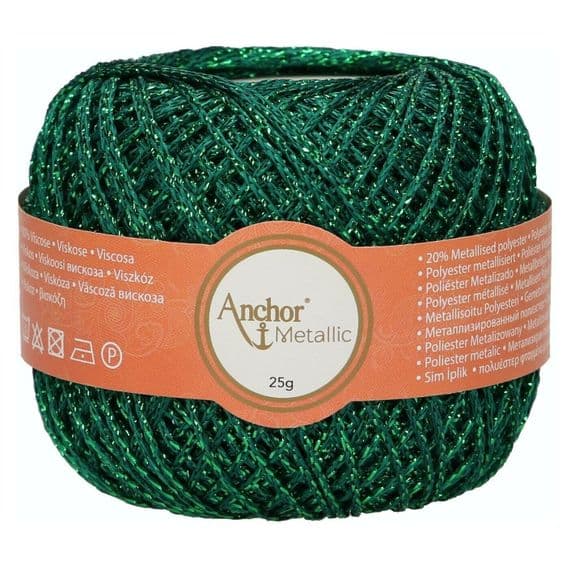 Anchor Metallic Crochet Thread No.5 - 322 Green