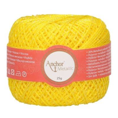 Anchor Metallic Crochet Thread No.5 - 343 Neon Yellow