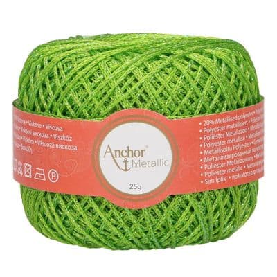 Anchor Metallic Crochet Thread No.5 - 346 Neon Green