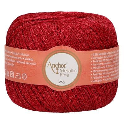 Anchor Metallic Fine Crochet Thread 318 RED