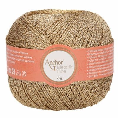 Anchor Metallic FINE No.10 Crochet Thread 300 GOLD