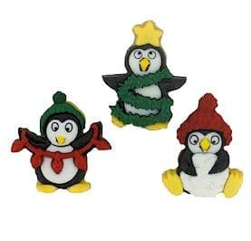 Christmas Holiday Penguins Dress it up Buttons Embellishment Pack