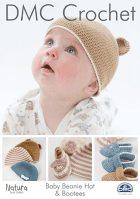 DMC Baby Beanie Hat Bootees Crochet Pattern 15045