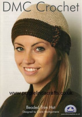 DMC Beaded Trim Hat Crochet Pattern 11885L/2 REDUCED