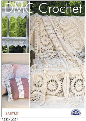 DMC Crochet Babylo Pattern Booklet 2 Window Runner Cushion Trims Throw